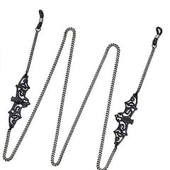 Black Hollow Bat Eyewear Chain 70cm Anti-Slip Glasses Strap with Gold Clasp Decorative Sunglasses Holder for Women