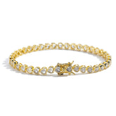 Gold Bling Heart Tennis Bracelet for Women with Micro-Paved Heart Zirconia - Romantic Couple's Jewelry (8" Length)