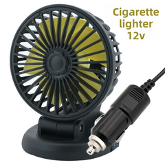 3-in-1 Powerful Car Single Head Fan (12V Lighter Power) - Quiet Cooling Fan Integrated Aromatherapy & Number Plate, with 360° Rotation & 130cm Long Cord