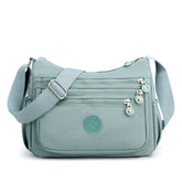 Light Blue Versatile Nylon Multi-Pocket Crossbody Bag - Lightweight Casual Travel Purse, Waterproof Horizontal Square Design