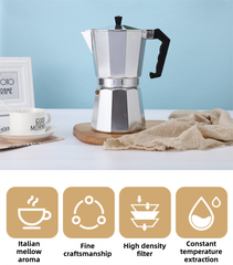 300ML Premium Octagonal High Pressure Moka Pot - Classic Italian Aluminum Coffee Maker for Rich Espresso Flavor