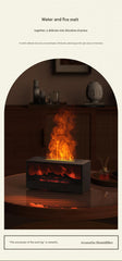 Black casing 3D Flame Effect Aroma Diffuser and Humidifier - Desktop Fireplace Design with Realistic LED Fire, 7-Color Mood Lighting, and Silent Ultrasonic Mist - Ideal for Bedroom, Living Room, Office, and Yoga Spaces - Includes Timer and Auto Shut-Off