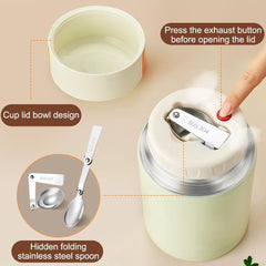 Blue 800ml Stainless Steel Thermal Stew Jar Portable Insulated Lunch Pot with Handle – Vacuum Insulated Soup Container(Retractable style)