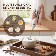 J-17 Black Wireless Handheld Electric Milk Frother / Egg Beater with 2 Stainless Steel Heads, 3-Speed Stable and Anti-Splash, Typec Rechargeable