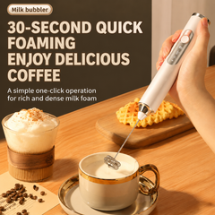 J-17 Black Wireless Handheld Electric Milk Frother / Egg Beater with 2 Stainless Steel Heads, 3-Speed Stable and Anti-Splash, Typec Rechargeable
