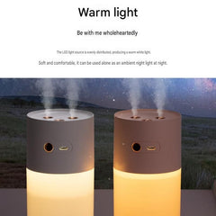 Creative Romantic Home Gift Set - Pink Dual Spray USB Humidifier with Warm LED Night Light and White Acrylic Decorative Ambient Lamp, Portable Lamp and Car Humidifier Bundle for Bedroom Office Living Room