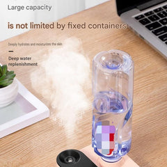Pink Mini Camera Humidifier, USB Rechargeable Portable Water Bottle Humidifier with LED Night Light, Wireless Desktop Mist Maker for Office, Bedroom, Travel & Car