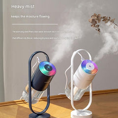 White 360 Rotating USB Humidifier with Star Projector - 200ml Portable Cool Mist Maker, Quiet Desktop Air Diffuser for Bedroom and Office