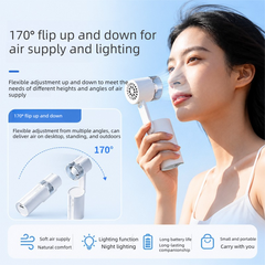 Portable Foldable Handheld Fan with LED Light - Mini Desk Fan with 170 Degree Adjustable Head and 3 Light Modes for Travel, Office and Outdoor Use