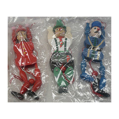 3x wooden dancing soldiers pull string