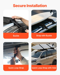 VEVOR Soft Roof Rack Pads 33in 176lbs Load Capacity for Kayak Canoe Surfboard Luggage