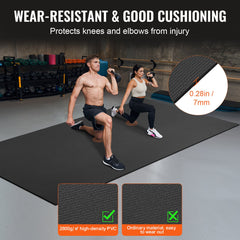 VEVOR Exercise Mat, Non Slip High Density Premium Yoga Mat, Exercise Yoga Mat for Men Women, Fitness & Exercise Mat with Bag & Carry Strap, for All Types of Home Yoga, Pilate & Floor Workout (12x6ft)