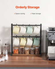 VEVOR Coffee Mug Holder for Countertop 16 Hooks Cup Rack with Wood Storage Base