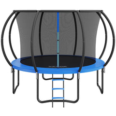 VEVOR 10FT Trampoline, 330 lbs Trampoline with Enclosure Net, Ladder, and Curved Pole, Heavy Duty Trampoline with Jumping Mat and Spring Cover Padding, Outdoor Recreational Trampolines for Kids Adults