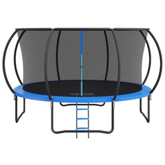 VEVOR 14FT Trampoline, 450 lbs Trampoline with Enclosure Net, Ladder, and Curved Pole, Heavy Duty Trampoline with Jumping Mat and Spring Cover Padding, Outdoor Recreational Trampolines for Kids Adults