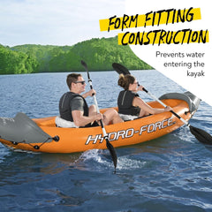 Bestway 3.21m x 1.00m Rapid X2 Kayak for 2 with Hand Pump, Paddles, Seats, Fins and Storage Bag Two Seater