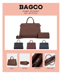 Bagco Bravura Leather Tote Set-Wine Red
