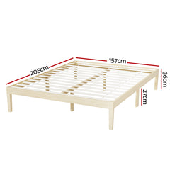 Artiss Bed Frame Queen Size Wooden Base Mattress Platform Timber Pine BRUNO