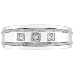 14KT White Gold Princess Cut 0.28ctw Diamond Men's Ring