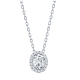 18KT White Gold 0.60ctw Diamond Oval Centre Pendant