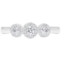 18KT White Gold 0.36ctw 3 Stone Cluster Diamond Ring