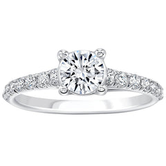 18KT White Gold 0.78ctw Diamond Ring With 0.50ctw Centre Stone
