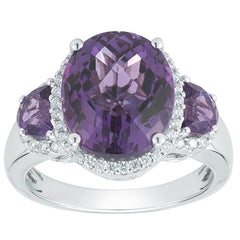 18KT White Gold Amethyst 0.28ctw Diamond Ring