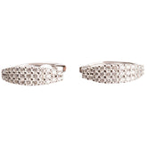 18KT White Gold 0.81ctw Round Diamond Three Row Earrings