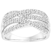 18KT White Gold Round Brilliant Cut 0.75ctw Diamond Wave Ring