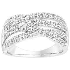 18KT White Gold Round Brilliant Cut 0.75ctw Diamond Wave Ring