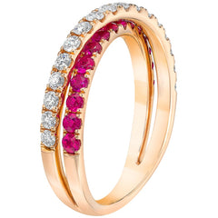 18KT Rose Gold Ruby And Diamond Ring