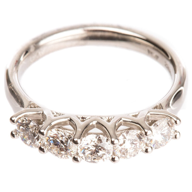 Platinum 1.00ctw Diamond 5 Round Stone Ring - Smartyez