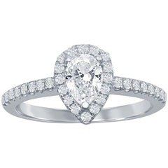 18KT White Gold 0.77ctw Pear And Round Brilliant Diamond Ring