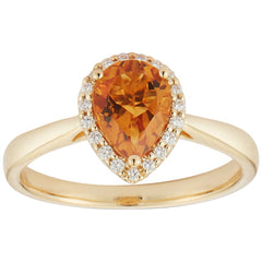 18KT Yellow Gold Citrine And Diamond Ring