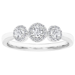 18KT White Gold 0.36ctw 3 Stone Cluster Diamond Ring