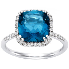 14KT White Gold 0.20ctw London Blue Topaz And Diamond Ring