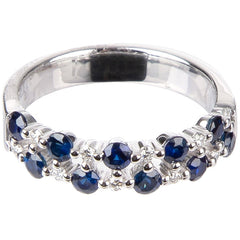 18KT White Gold 0.12ctw Diamond And Blue Sapphire Ring
