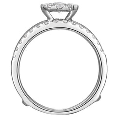 18KT White Gold 1.00ctw Round Brilliant Cut Diamond Bridal Ring Set