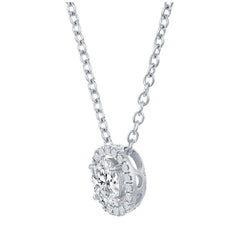18KT White Gold 0.60ctw Diamond Oval Centre Pendant