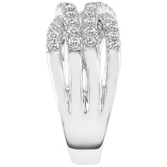 18KT White Gold Round Brilliant Cut 0.75ctw Diamond Wave Ring