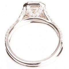 18KT White Gold 1.71ctw Diamond Halo with 1ctw Emerald Cut Centre Stone Ring