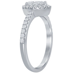 18KT White Gold 0.77ctw Pear And Round Brilliant Diamond Ring