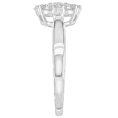 18KT White Gold 0.95ctw Diamond Round Cluster Ring