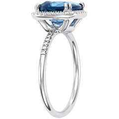 14KT White Gold 0.20ctw London Blue Topaz And Diamond Ring
