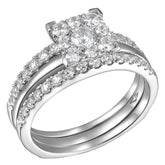 18KT White Gold 1.00ctw Round Brilliant Cut Diamond Bridal Ring Set