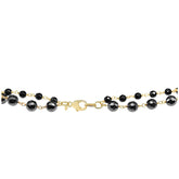 14KT Yellow Gold Two Row Hematite And Black Onyx Necklace