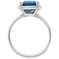 14KT White Gold 0.20ctw London Blue Topaz And Diamond Ring