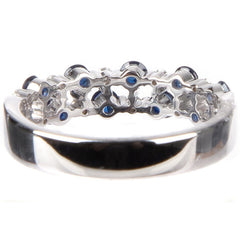 18KT White Gold 0.12ctw Diamond And Blue Sapphire Ring
