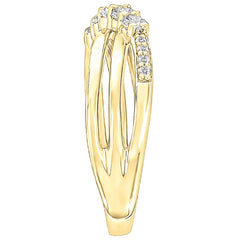 18KT Yellow Gold 0.50ctw Round Diamond Crossover Ring