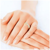 18KT Yellow Gold 0.50ctw Round Diamond Crossover Ring